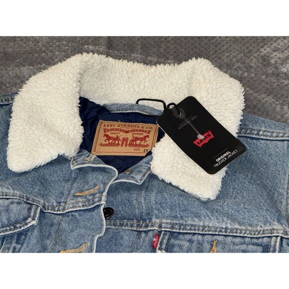 NWT Levis Womens Original Ex-Boyfriend Sherpa Denim Jean Trucker Jacket - Picture 2 of 16